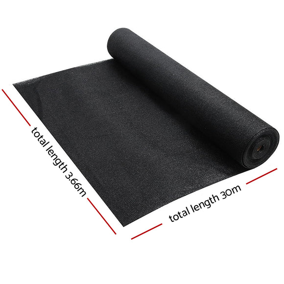 Instahut 70% Shade Cloth 3.66x30m Shade Cloth Sail Heavy Duty Shadecloth Garden Mesh Roll BK
