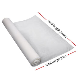 Instahut 30% Shade Cloth 3.66x30m Shadecloth Wide Heavy Duty White - 0