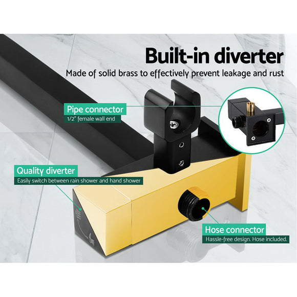 Cefito 8'' Rain Shower Head Set Handheld Square High Pressure Twins Tap Black