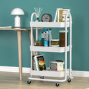 Artiss Storage Trolley Kitchen Cart 3 Tiers Rack Shelf Organiser Wheels White-5