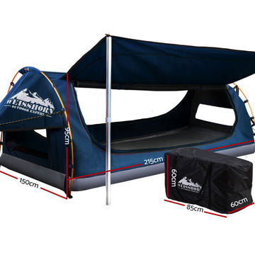 Weisshorn Double Swag Camping Swags Canvas Free Standing Dome Tent Dark Blue 4CM - 0