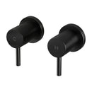 Cefito Basin Twin Tap Wall Round Brass Faucet Shower Bathtub Black-1