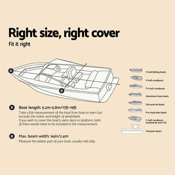 Seamanship 17-19ft Boat Cover Trailerable Jumbo 600D Marine Heavy Duty - 0