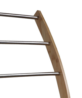 CARLA HOME Bamboo Towel Bar Metal Holder Rack 3-Tier Freestanding and Bottom shelf for Bathroom - 0