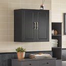 Wall Storage Cabinet Double Doors, Black-2