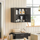 Wall Storage Cabinet Double Doors, Black-4