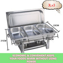 9L Chafing Dish Set Buffet Pan Bain Marie Bow Stainless Steel Food Warmer(3*3L)-1