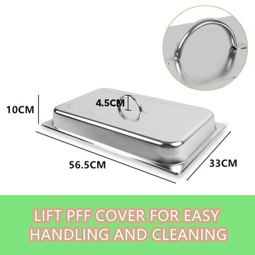 9L Chafing Dish Set Buffet Pan Bain Marie Bow Stainless Steel Food Warmer(3*3L) - 0