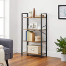 VASAGLE 4-Tier Bookshelf Storage Rack with Steel Frame for Living Room Office Study Hallway Industrial Style Rustic Brown and Black-2