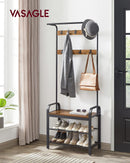 VASAGLE Coat Rack with Shoe Rack 183 cm Height Walnut Brown and Black-7