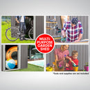 Wallaroo 4ft x 8ft Garden Shed with Base Flat Roof Outdoor Storage - Grey-9