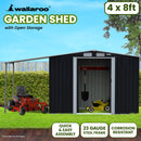 Wallaroo 4x8ft Zinc Steel Garden Shed with Open Storage - Black-11