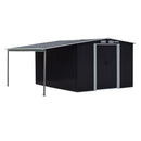 Wallaroo 6x8ft Zinc Steel Garden Shed with Open Storage - Black-4