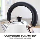Pronti 1.7l Rose Trim Collection Kettle - White-3