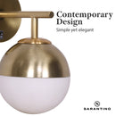 Sarantino Wall Lamp with Gold Metal Base and White Glass Shade-5