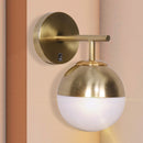 Sarantino Wall Lamp with Gold Metal Base and White Glass Shade-10