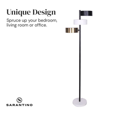 Sarantino Metal Floor Lamp with 3 Swirl Shades - 0