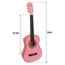 Karrera 34in Acoustic Wooden Childrens Guitar - Pink-3