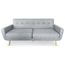 Sarantino 6-Seater Linen Sofa Set Couch Futon - Light Grey-2