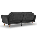 Sarantino Faux Velvet Tufted Sofa Bed Couch Futon - Black-4