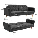 Sarantino Faux Velvet Tufted Sofa Bed Couch Futon - Black-7