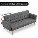 Sarantino 3 Seater Modular Linen Fabric Sofa Bed Couch Armrest Grey-9