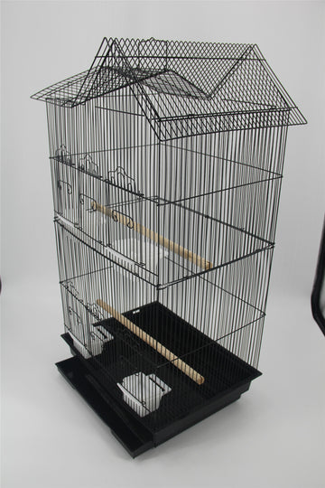 YES4PETS Medium Size Bird Cage Parrot Budgie Aviary with Perch - Black - 0