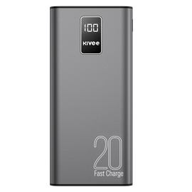 KIVEE PT23 20000mAh Power Bank with Digital Display Black - 0