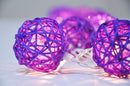 1 Set of 20 LED Cassis Purple 5cm Rattan Cane Ball Battery Powered String Lights Christmas Gift Home Wedding Party Bedroom Decoration Table Centrepiece-1