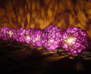 1 Set of 20 LED Cassis Purple 5cm Rattan Cane Ball Battery Powered String Lights Christmas Gift Home Wedding Party Bedroom Decoration Table Centrepiece-7