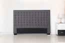 Bed Head King Charcoal Headboard Upholstery Fabric Tufted Buttons-2