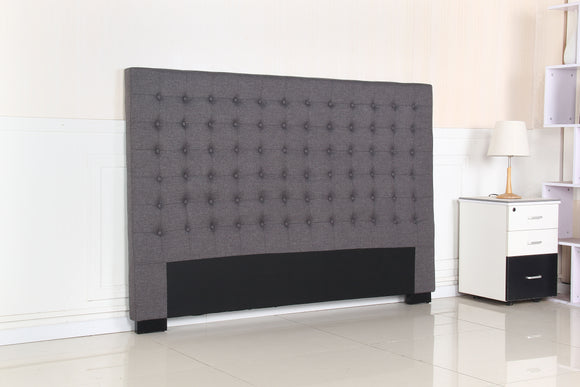 Bed Head King Charcoal Headboard Upholstery Fabric Tufted Buttons