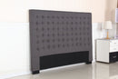 Bed Head King Charcoal Headboard Upholstery Fabric Tufted Buttons-4