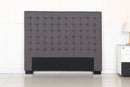Bed Head Queen Charcoal Headboard Upholstery Fabric Tufted Buttons-2