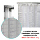 Jacquard White Checkered Bathroom Shower Curtain 180cm wide x 210 cm long-2