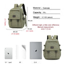 Unisex Leisure Canvas Backpack Durable Waterproof Outdoor Travel Rucksack(Khaki)-4