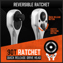 Mini Ratchet Spanner 1/2 3/8 1/4 Drive 90 Tooth Extension Bar Workshop With Bag-6