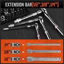 Mini Ratchet Spanner 1/2 3/8 1/4 Drive 90 Tooth Extension Bar Workshop With Bag-7