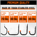 12Pc Wall Mount Hooks Set Heavy Duty Steel Garage Storage Rack Utility Hangers-6