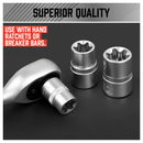 14Pc E Torx Socket Set Female Start Bit External Hex Torque E4-E24 With Case-5