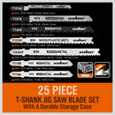 25Pc T-shank Jig Saw Blades Set For Wood Plastic Metal Sheet Cutting BIM HSS HCS-3