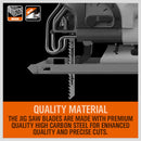 25Pc T-shank Jig Saw Blades Set For Wood Plastic Metal Sheet Cutting BIM HSS HCS-6