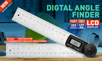 200mm Digital Angle Finder Ruler Protractor Measure Meter Stainless Steel 0-360 - 0