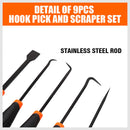 9pc Hook and Pick Tool Set Scraper ,Large Full & Small Mini Size Non-slip Handle-3