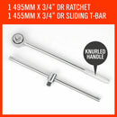 27Pc Heavy Duty Socket Wrench Set 3/4" Drive Metric & Imperial Extension Case-5