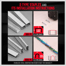 Heavy Duty Staple Gun Set 2in1 Stapler 1500Pc Staples Tacker Hand Fastener Tool-5