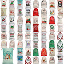50x70cm Canvas Hessian Christmas Santa Sack Xmas Stocking Reindeer Kids Gift Bag, Cream - Checked By Head Ell-2