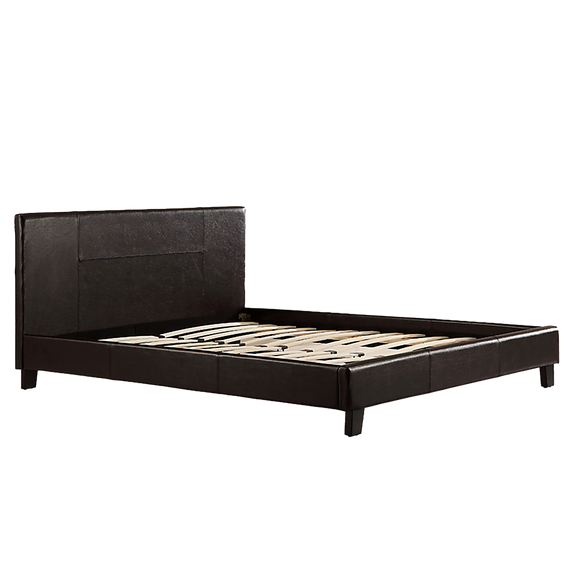 Queen PU Leather Bed Frame Brown