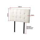 PU Leather Single Bed Deluxe Headboard Bedhead - White-6