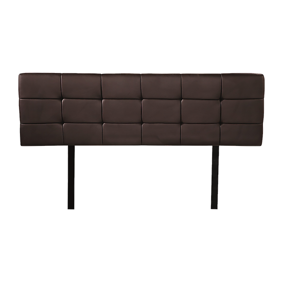 PU Leather Queen Bed Deluxe Headboard Bedhead - Brown